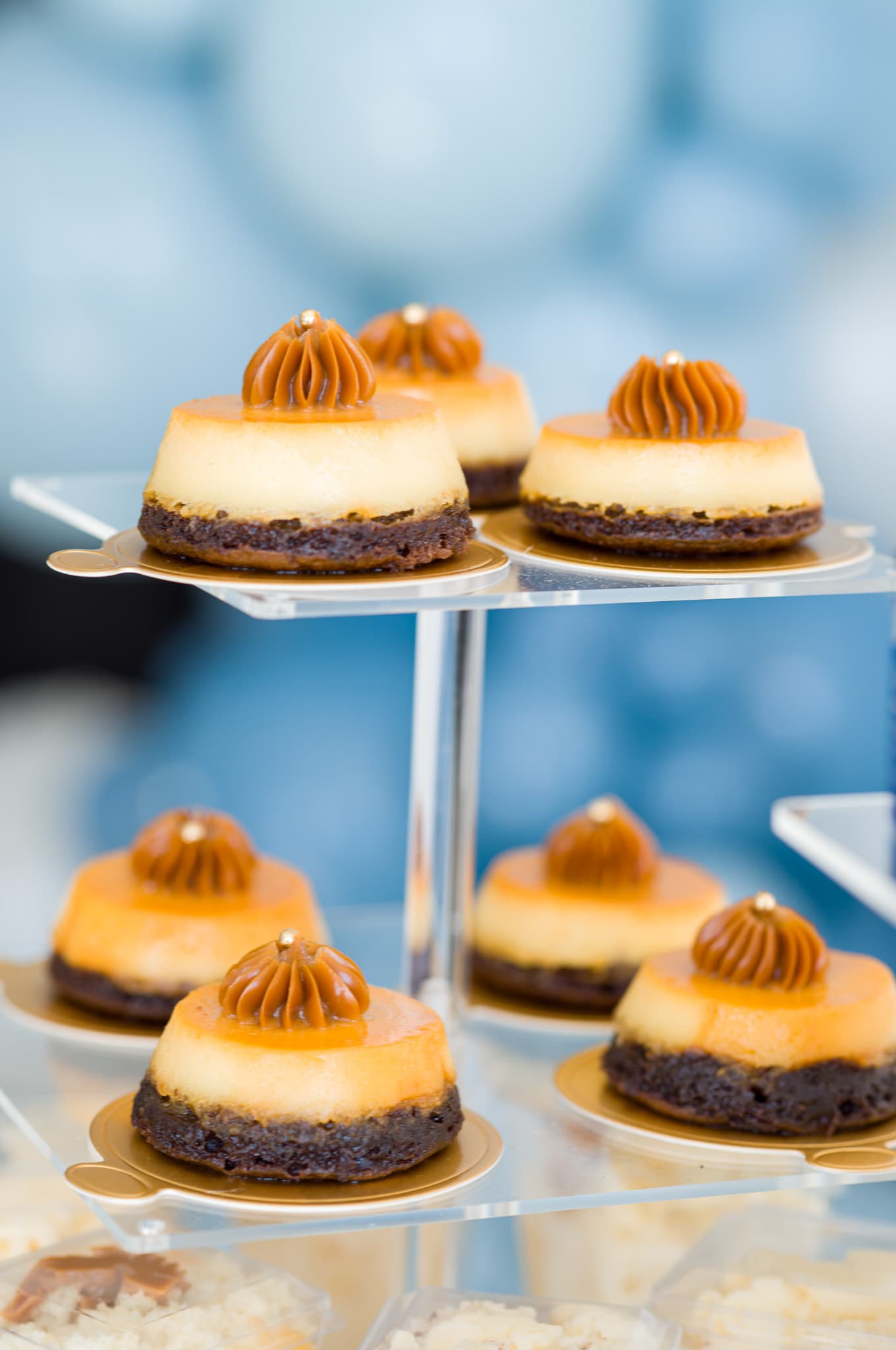 The original dessert display with caramel petit fours and treats